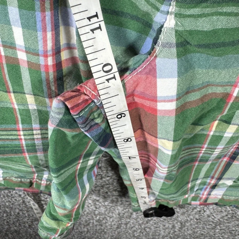 American Eagle Outfitters Plaid Shorts Classic Length Green Cotton Chino Mens 28